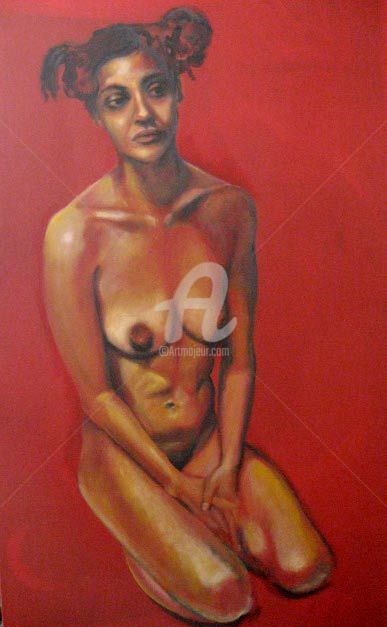 Peinture intitulée "étude de nu" par Karen Decoster, Œuvre d'art originale
