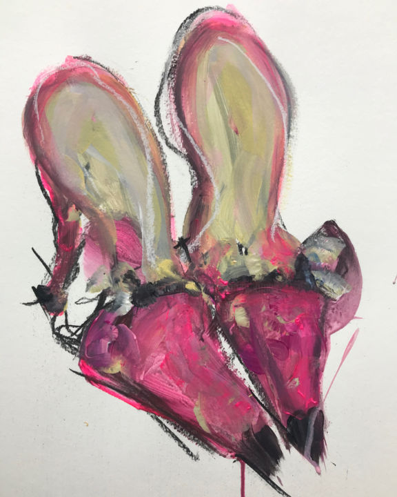 Painting titled "Pink mules" by Karen Thomas, Original Artwork, Acrylic