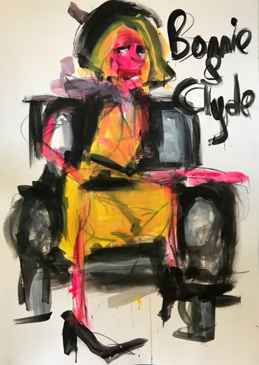 Peinture intitulée "Bonnie and Clyde" par Karen Thomas, Œuvre d'art originale, Acrylique