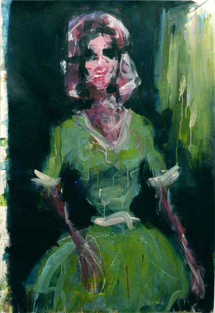 Painting titled "Vert de printemps" by Karen Thomas, Original Artwork, Acrylic