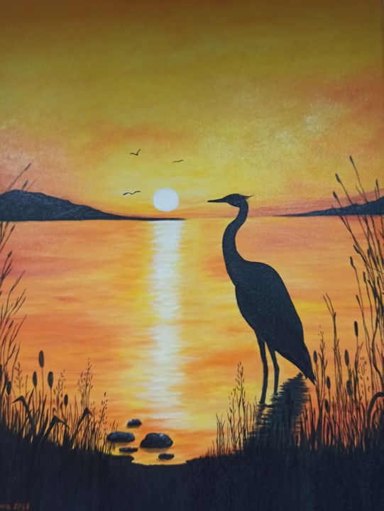 Painting titled "Утро" by Karina Romanova, Original Art, Oil Mounted on Stretcher frame