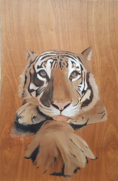 Peinture intitulée "Le tigre" par Karine Lipp, Œuvre d'art originale, Acrylique