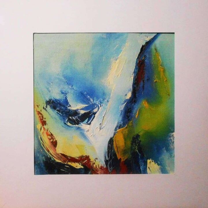 Painting titled "Bleu" by Karima Ababou, Original Artwork, Oil