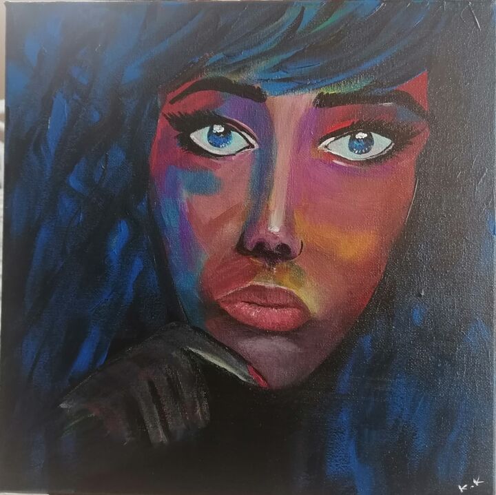 Peinture intitulée "Regard" par Karima Kharbache, Œuvre d'art originale, Acrylique Monté sur Châssis en bois