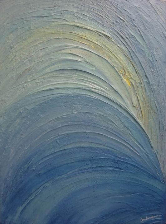 Painting titled "Untitled Waves" by Karin Amtmann (K. Amtmann), Original Art, Acrylic