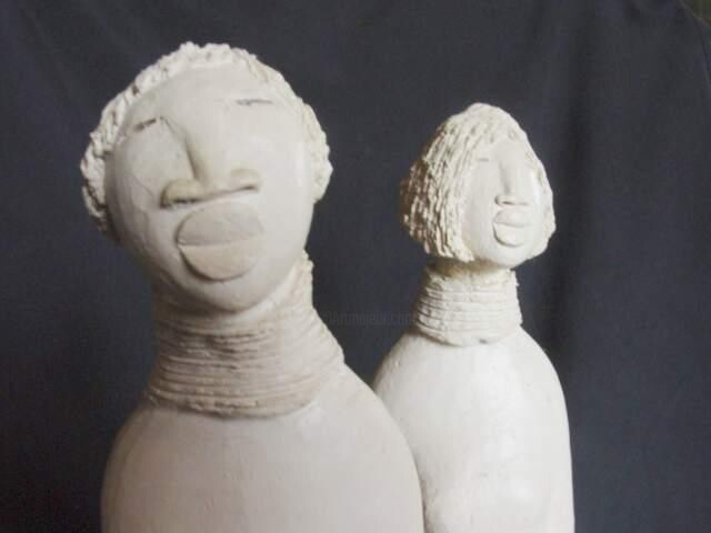 Sculpture intitulée "Amants détail" par Karin Germanier, Œuvre d'art originale, Céramique