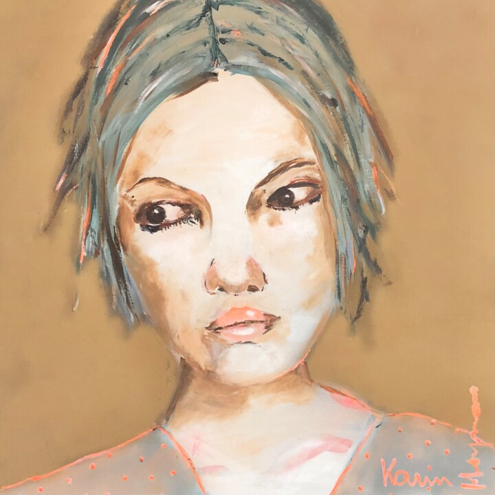 Peinture intitulée "The shy one" par Karin Heymans, Œuvre d'art originale, Acrylique