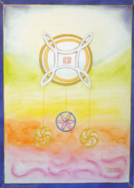 Pintura intitulada "Mandala" por Karin Sternberg, Obras de arte originais, Aquarela