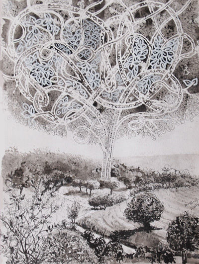 Disegno intitolato "001inkt.jpg" da Karin Van Der Riet, Opera d'arte originale, Inchiostro