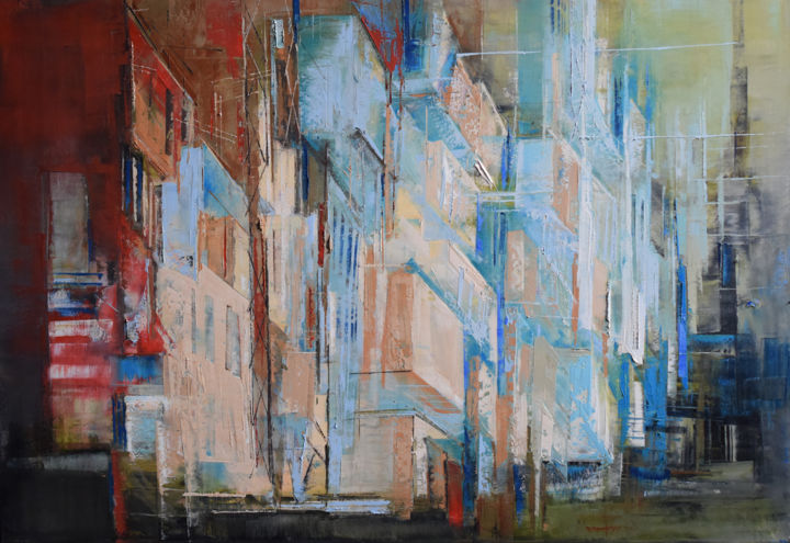 Malarstwo zatytułowany „City 69” autorstwa Kariko Ono, Oryginalna praca, Olej