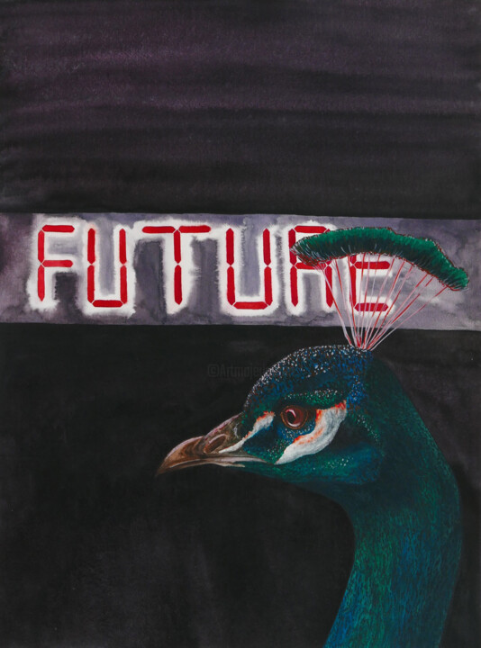 Painting titled "Future" by Karina Danylchuk, Original Artwork, Watercolor