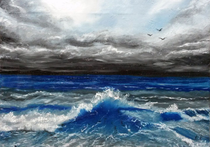 Pintura titulada "Морской пейзаж" por Irina Lakeeva, Obra de arte original, Oleo
