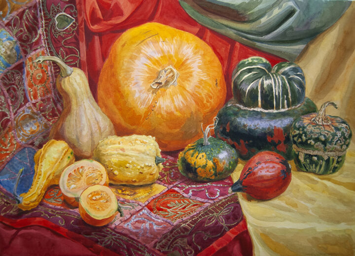 "Pumpkins" başlıklı Tablo Karina Galyamova tarafından, Orijinal sanat, Suluboya