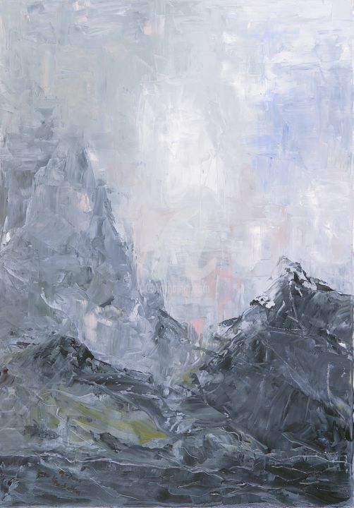Malerei mit dem Titel "Fog and light" von Karina Plachetka, Original-Kunstwerk, Öl