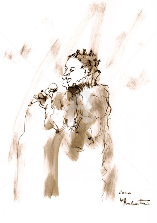 Zeichnungen mit dem Titel "Jazz musicians_3" von Karina Plachetka, Original-Kunstwerk, Tinte