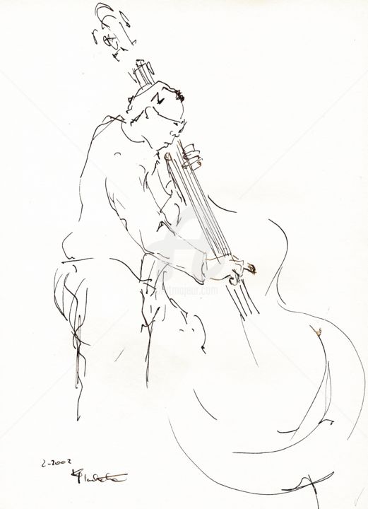 Zeichnungen mit dem Titel "Jazz musicians_9" von Karina Plachetka, Original-Kunstwerk, Tinte