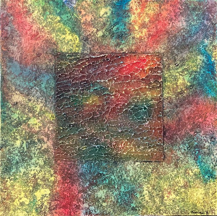 Painting titled "Multicolore" by Karina Y, Original Artwork, Acrylic Mounted on Wood Stretcher frame