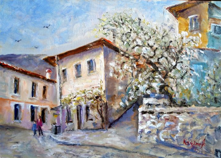 Painting titled "Gurzuf Street" by Karine Andriasyan, Original Artwork, Oil