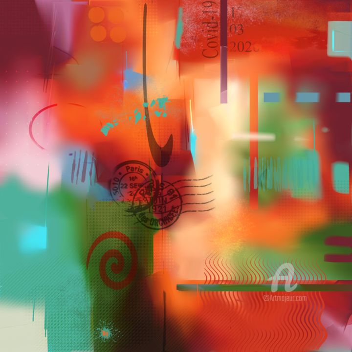 Цифровое искусство под названием "Confinement" - Karine Brailly, Подлинное произведение искусства, Цифровая живопись Установ…