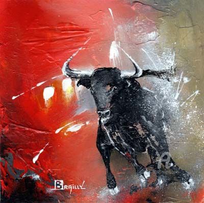 Painting titled "Le respect du taure…" by Karine Brailly, Original Artwork