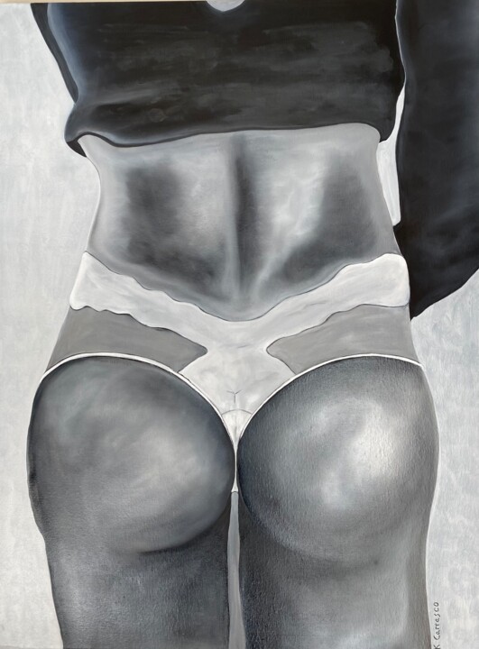 「Sexy」というタイトルの絵画 Karine Carrascoによって, オリジナルのアートワーク, オイル ウッドストレッチャーフレームにマウント