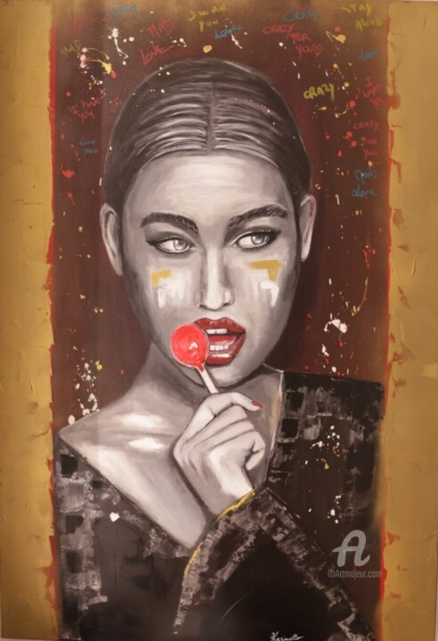 Peinture intitulée "CRAZY FOR YOU" par Karine Colombani (KARINECO'ART), Œuvre d'art originale, Acrylique
