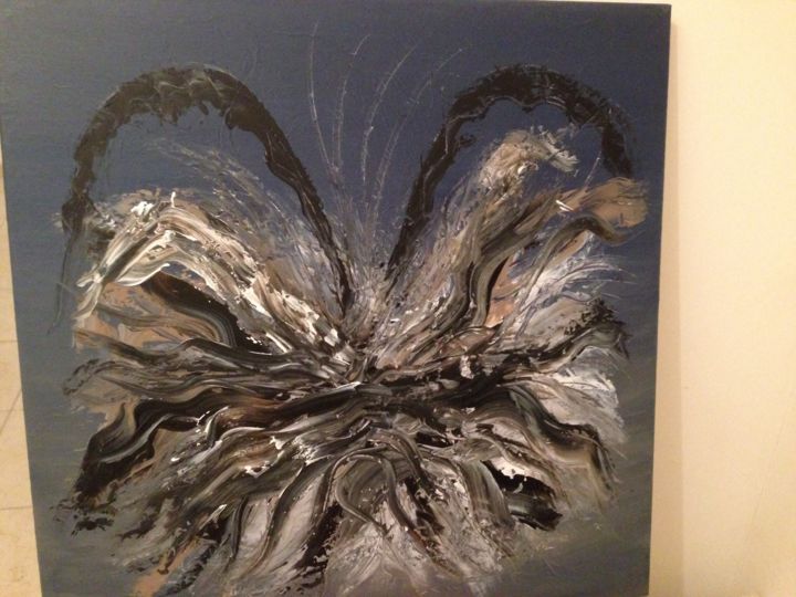 Peinture intitulée "Papillon de nuit" par Karine Fernandez, Œuvre d'art originale, Huile