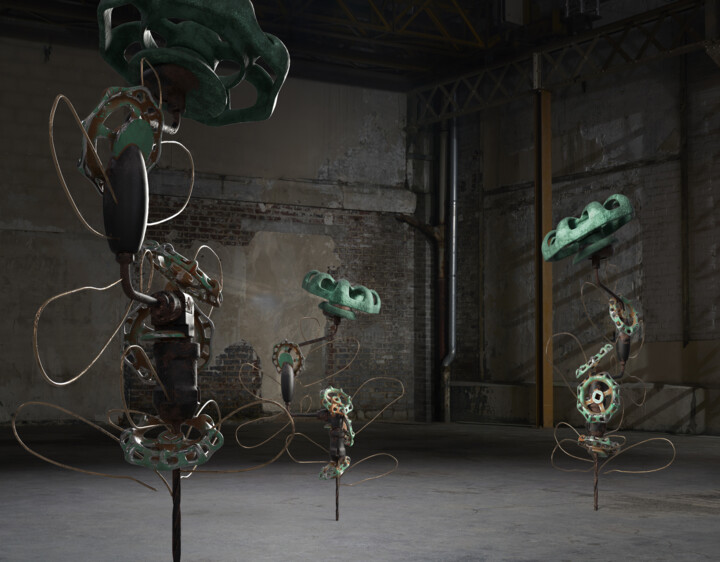 Arte digitale intitolato "fleur metal" da Karine Gil Esteban, Opera d'arte originale, Modellazione 3D