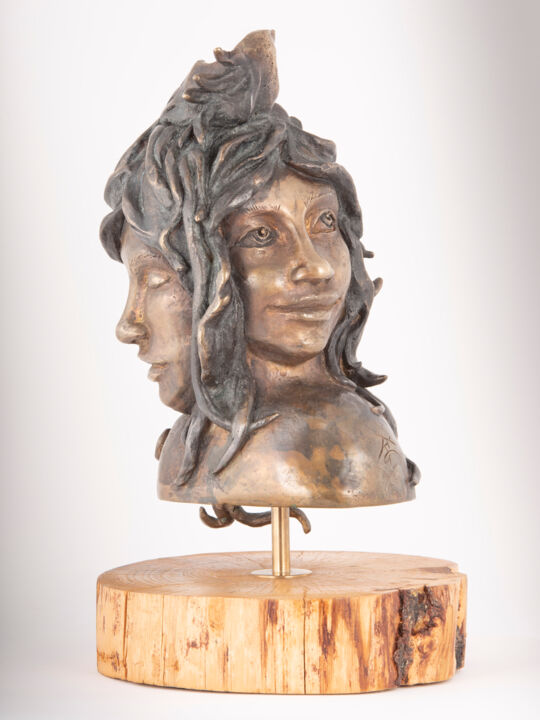 Sculpture intitulée "Choix de vie" par Juka, Œuvre d'art originale, Bronze