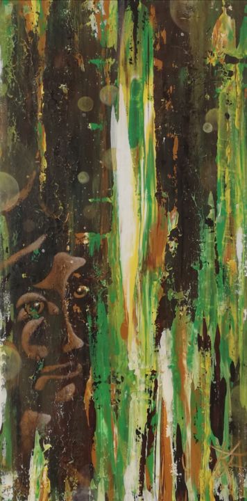 Peinture intitulée "the green connectio…" par Juka, Œuvre d'art originale, Acrylique