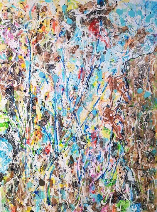 제목이 "Escalade du Bout du…"인 미술작품 Karine Langevin Kjl로, 원작, 래커 나무 들것 프레임에 장착됨