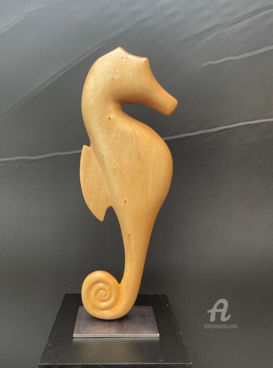Sculpture intitulée "Hippocampe" par Karine Verdier, Œuvre d'art originale, Bois
