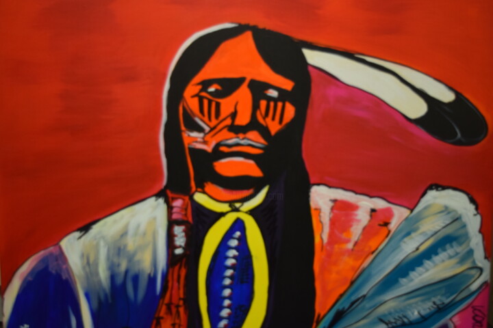 Painting titled "chief..." by Karine Wingel, Original Artwork, Acrylic