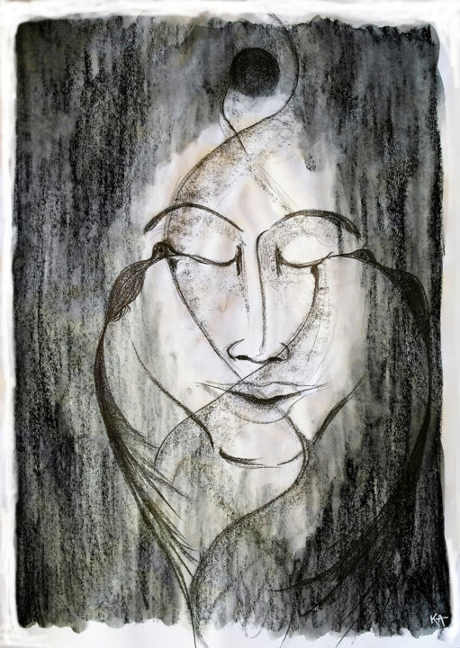 Drawing titled "Prophétie" by Karine Cathala (KA), Original Artwork, Graphite