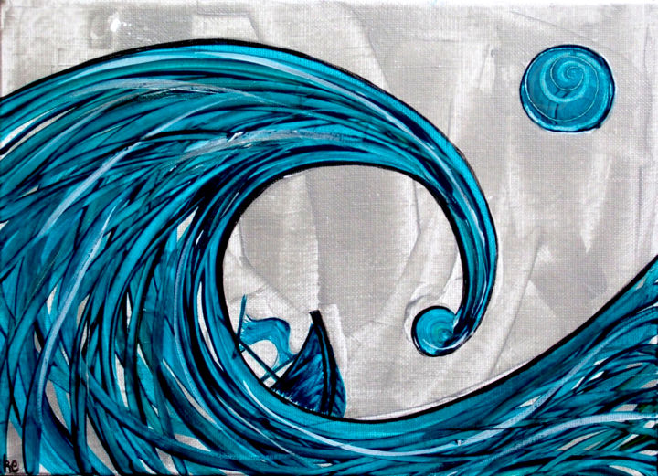 Peinture intitulée "Vagues à l'Âme n°6" par Karine Cathala (KA), Œuvre d'art originale, Acrylique