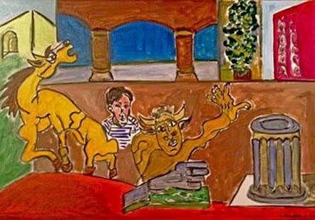 Ζωγραφική με τίτλο "hommage à Picasso s…" από Karine Collomb, Αυθεντικά έργα τέχνης, Λάδι