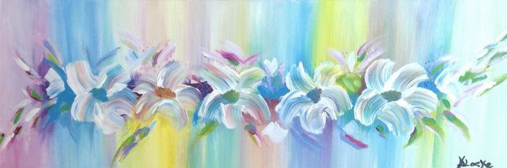 Картина под названием "Fleurs de tiaré" - Karine Locke, Подлинное произведение искусства, Акрил Установлен на Деревянная рам…