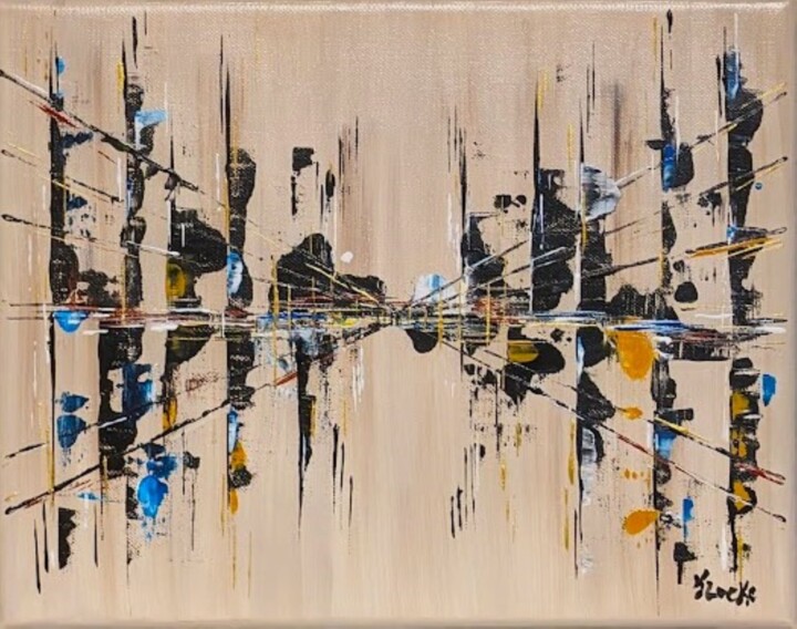 Malerei mit dem Titel "Physique quantique" von Karine Locke, Original-Kunstwerk, Acryl Auf Keilrahmen aus Holz montiert