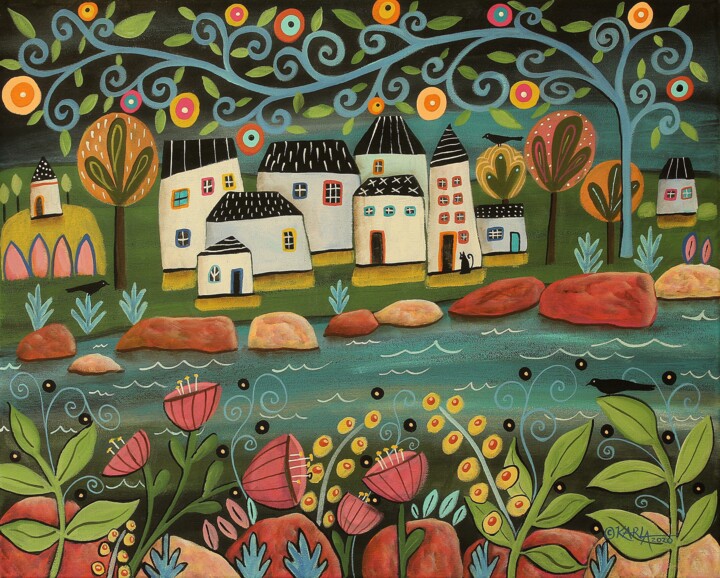 Pintura titulada "Festive Seascape" por Karla Gerard, Obra de arte original, Acrílico Montado en Bastidor de camilla de made…