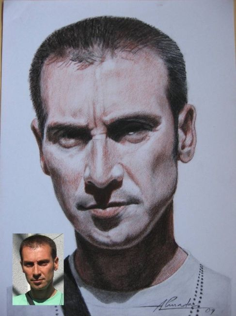 Drawing titled "Mi hijo Eduardo" by Carlos Almada, Original Art,