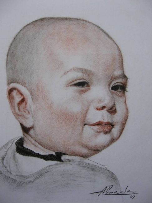 Drawing titled "Mi nietito Bruno" by Carlos Almada, Original Art,