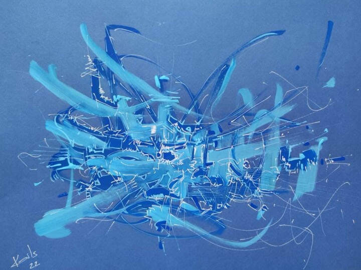 Рисунок под названием "Blue 1204" - Karls, Подлинное произведение искусства, Акрил