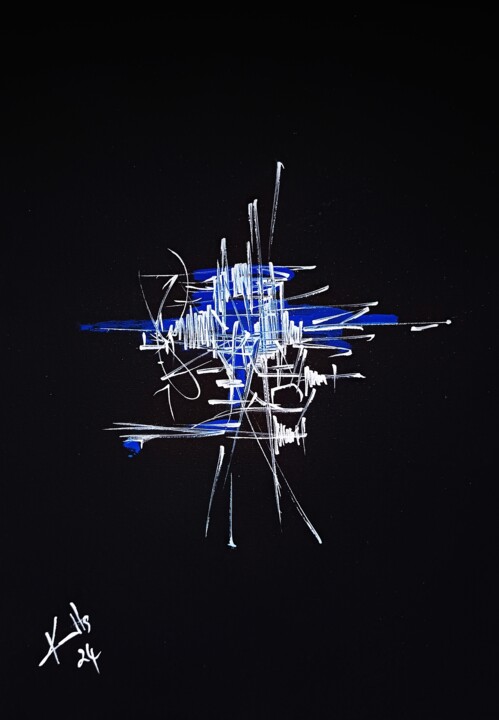 Dessin intitulée "Blue 4" par Karls, Œuvre d'art originale, Acrylique