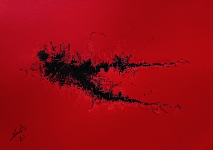 Dessin intitulée "RED 28" par Karls, Œuvre d'art originale, Acrylique