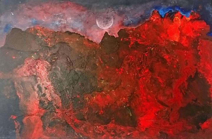 Painting titled "LAVA" by Karnakiev, Original Artwork, Acrylic Mounted on Wood Stretcher frame