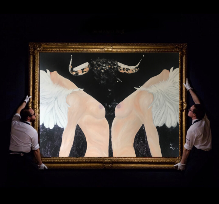 Pittura intitolato "Wonderland of Bulls" da Karol Bichel, Opera d'arte originale, Olio