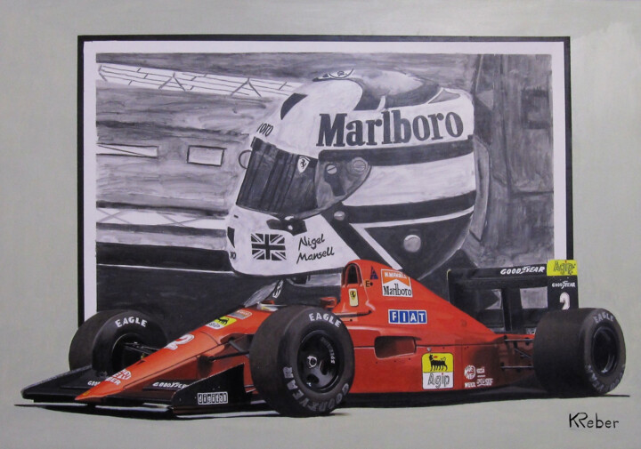 Pittura intitolato "Ferrari 641" da Karol Reber, Opera d'arte originale, Olio