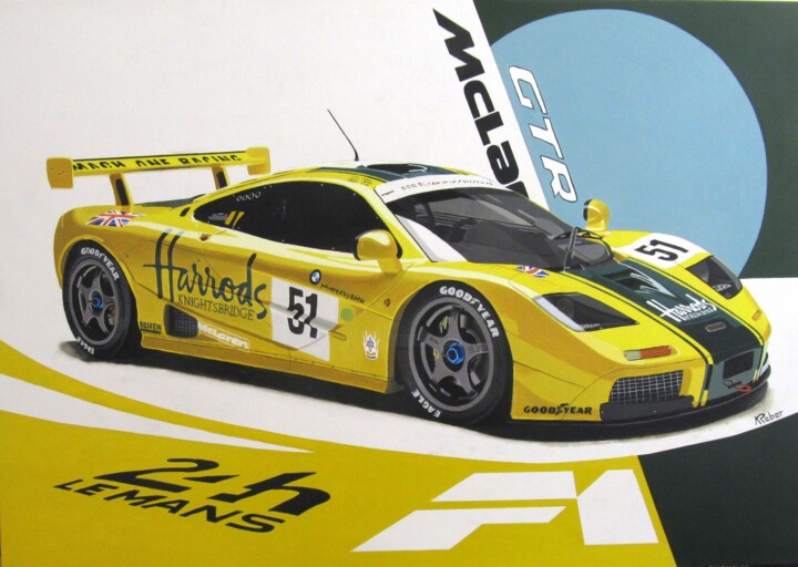 Malerei mit dem Titel "McLaren F1 GTR" von Karol Reber, Original-Kunstwerk, Öl
