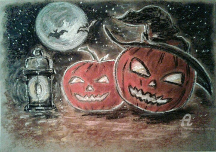 Drawing titled "Halloween" by Karolina Ingo (Karolina Navi -Ingo), Original Artwork, Pastel