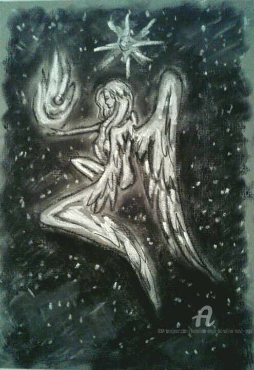 Рисунок под названием "Little Angel" - Karolina Ingo (Karolina Navi -Ingo), Подлинное произведение искусства, Мел
